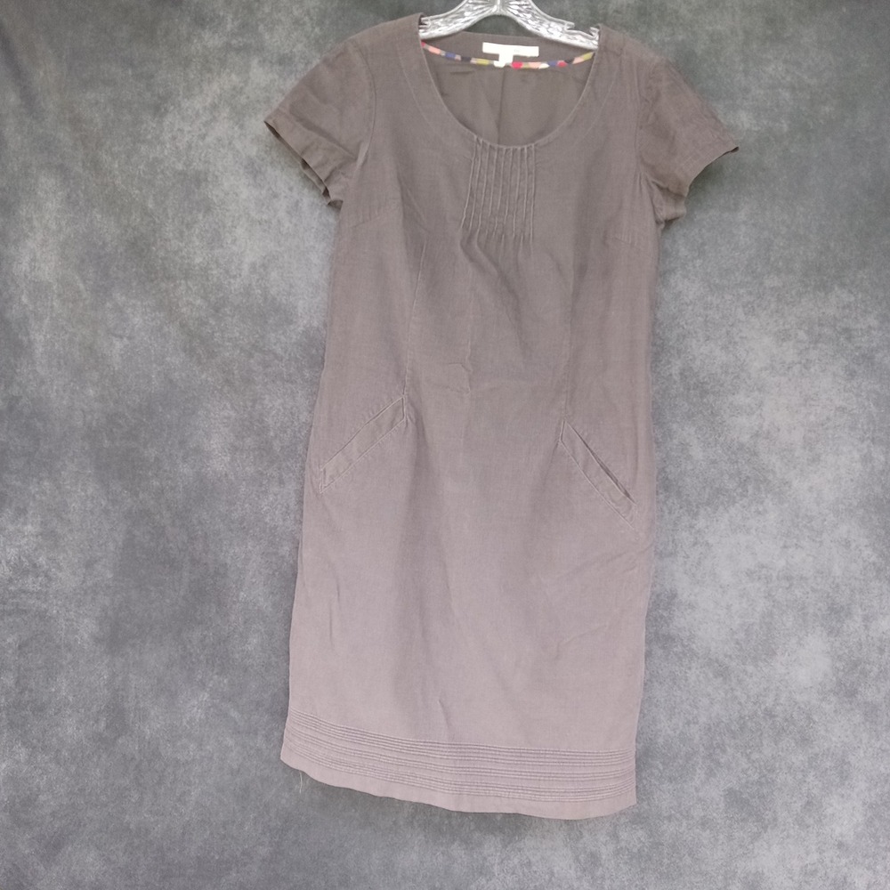 BODEN Women's Gray Montmartre Corduroy Fine Wale Pin‎ Tuck Sheath Dress US 6